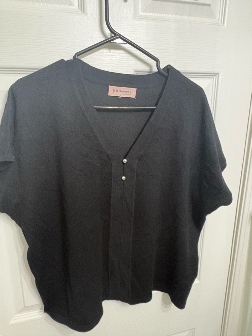 Philosophy Black button detail short sleeve knit top